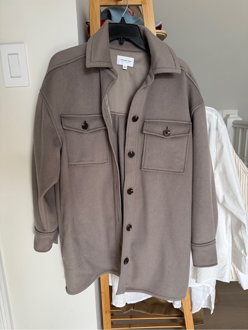 WhoWhatWear Wool Blend Shirt Jacket (Shacket)